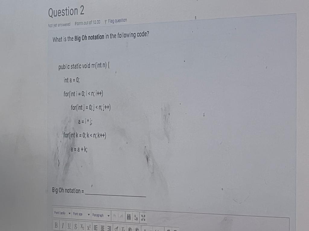What Is The Big Oh Notation In The Following Code 1