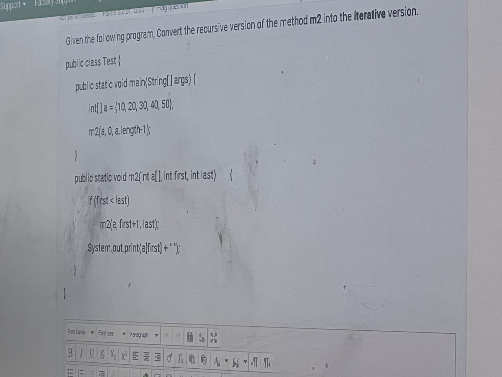Support Not Yet A Swee Porns Out Of T0 00 Fidg Question Given The Following Program Convert The Recursive Version Of Th 1
