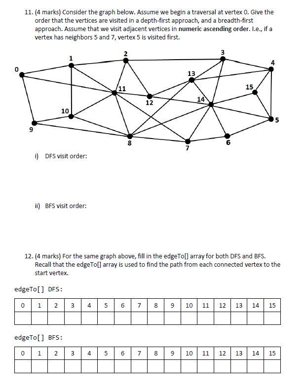 Can You Please Help With The Below Computer Science Algorithms Question Answer 12 Only Answer For 11 Https Www Che 1