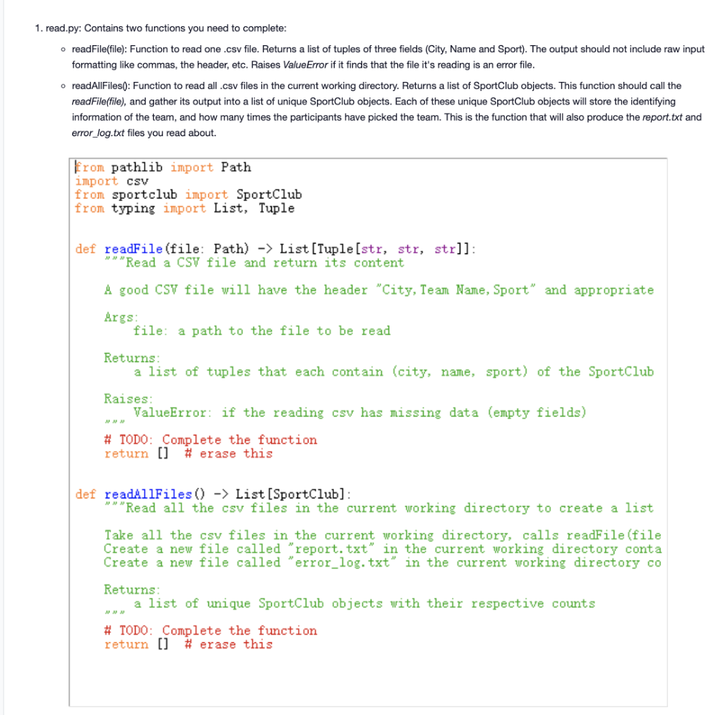 In Python Please Please Make Sure To Solve All The To Do Portions In The Code On Top Of Any Other Coding Necessary Del 3