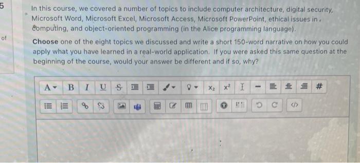 5 Of In This Course We Covered A Number Of Topics To Include Computer Architecture Digital Security Microsoft Word M 1