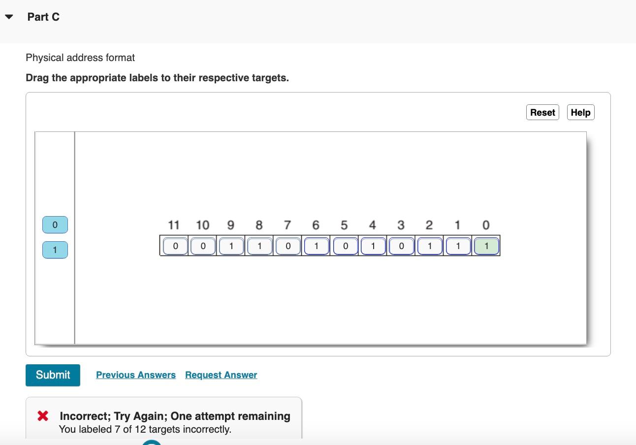 Physical Address Format Drag The Appropriate Labels To Their Respective Targets Incorrect Try Again One Attempt Rem 1