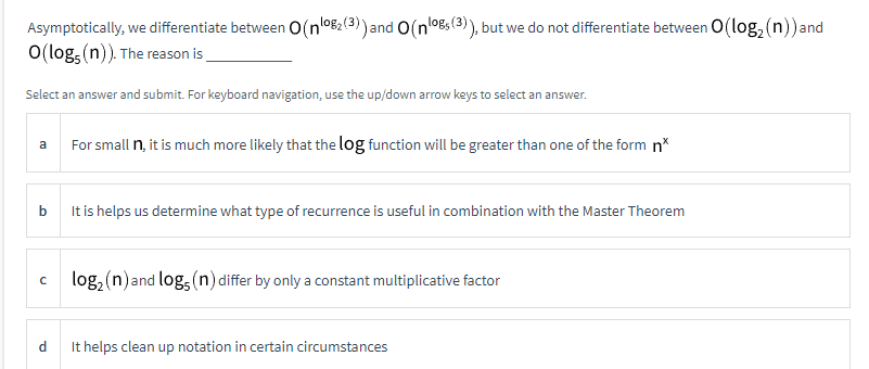 Asymptotically We Differentiate Between O N 08 3 And O Nos 3 But We Do Not Differentiate Between O Log N And 1