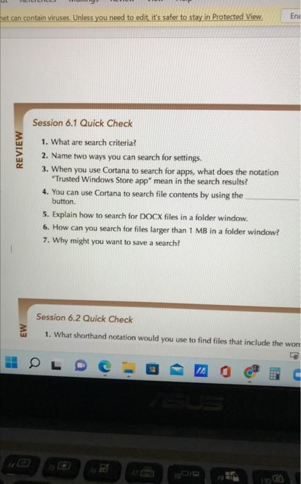 Session 6 1 Quick Check 1 What Are Search Criteria 2 Name Two Ways You Can Search For Settings 3 When You Use Corta 1