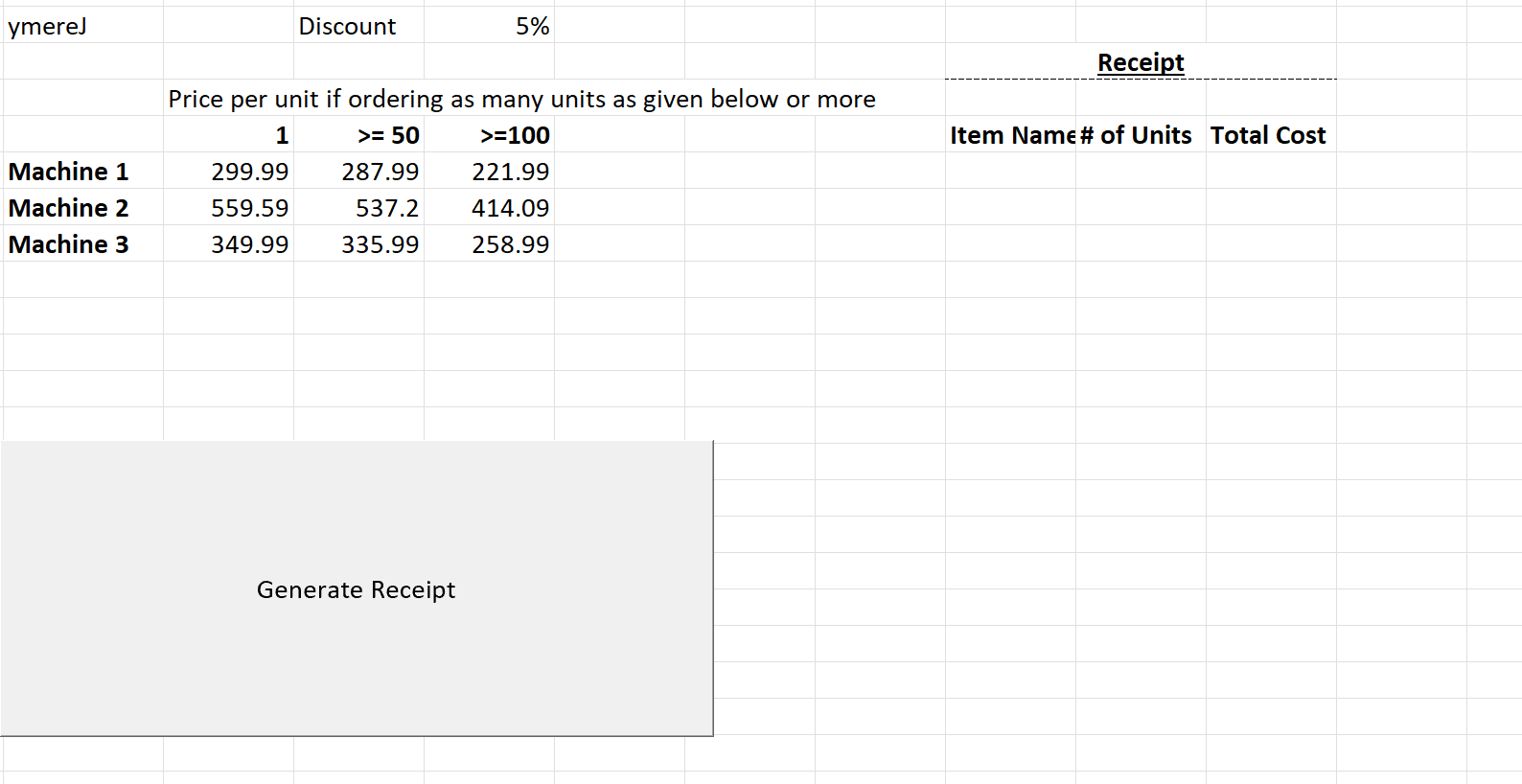 In Cells Below I5 Starting At I6 One Must Copy Over The Names Of All Items Listed In Column B From The Cell B6 Onwar 1