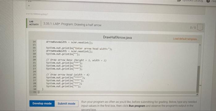 3 35lab Program Drawing A Half Arrow This Program Outputs A Downwards Facing Arrow Composed Of A Rectangle And A Rig 4