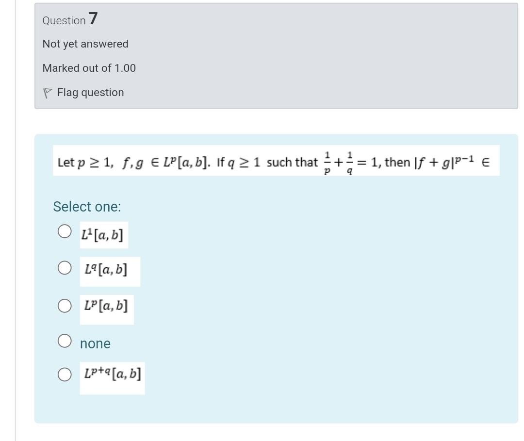 Question 7 Not Yet Answered Marked Out Of 1 00 P Flag Question 1 1 Let P 1 Fig E L A B Ifq2 1 Such That 1 The 1