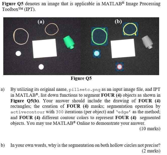 Figure Q5 Denotes An Image That Is Applicable In Matlab Image Processing Toolbox Ipt A O B Figure Q5 A By Util 1