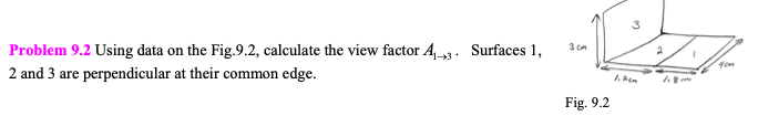 3 3 Problem 9 2 Using Data On The Fig 9 2 Calculate The View Factor 4 Surfaces 1 2 And 3 Are Perpendicular At Their C 1