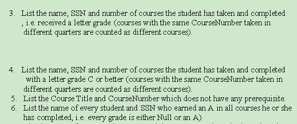 Student Ssn Name Major Course Coursenumber Prerequisitecoursenumber Course Title Number Units Section Cour 2