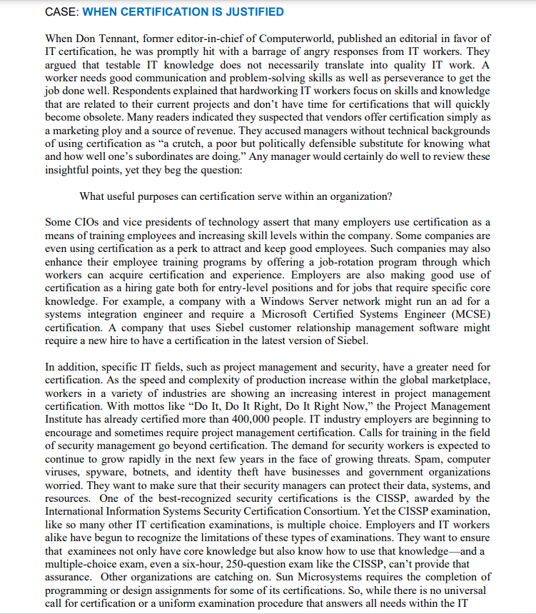 Case When Certification Is Justified When Don Tennant Former Editor In Chief Of Computerworld Published An Editorial 1