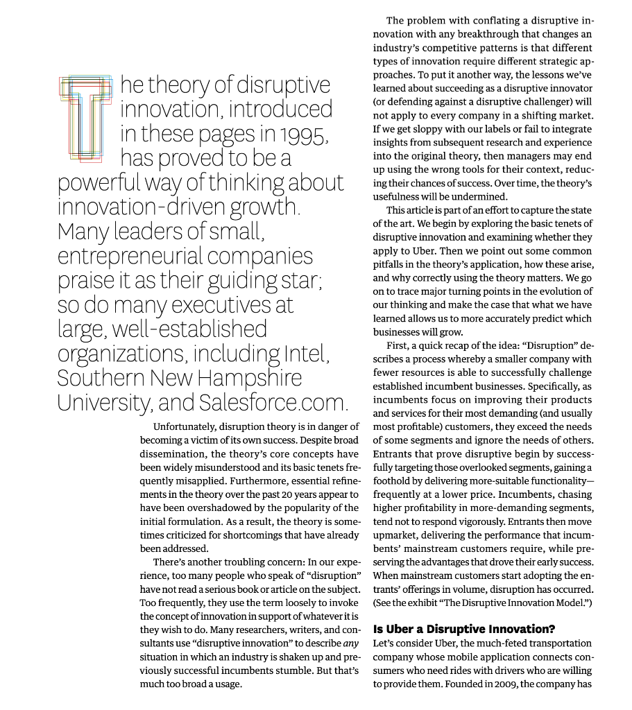 He Theory Of Disruptive Innovation Introduced In These Pages In 1995 Has Proved To Be A Powerful Way Of Thinking About 1