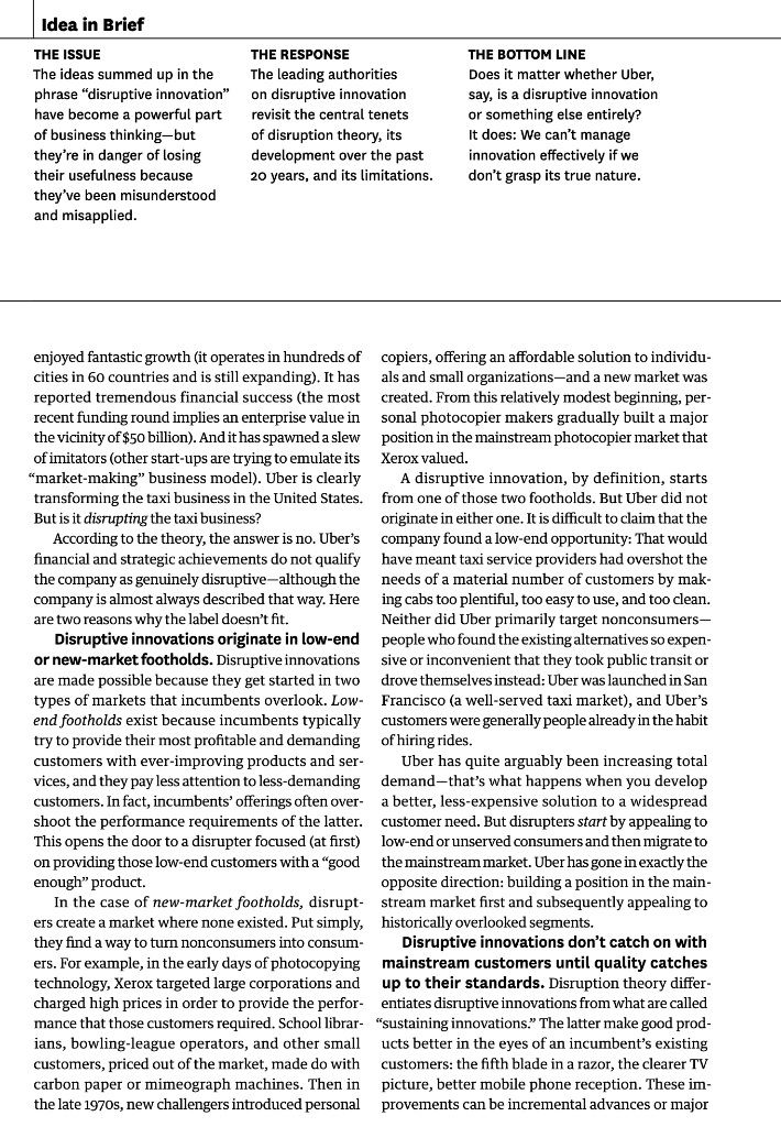 He Theory Of Disruptive Innovation Introduced In These Pages In 1995 Has Proved To Be A Powerful Way Of Thinking About 2