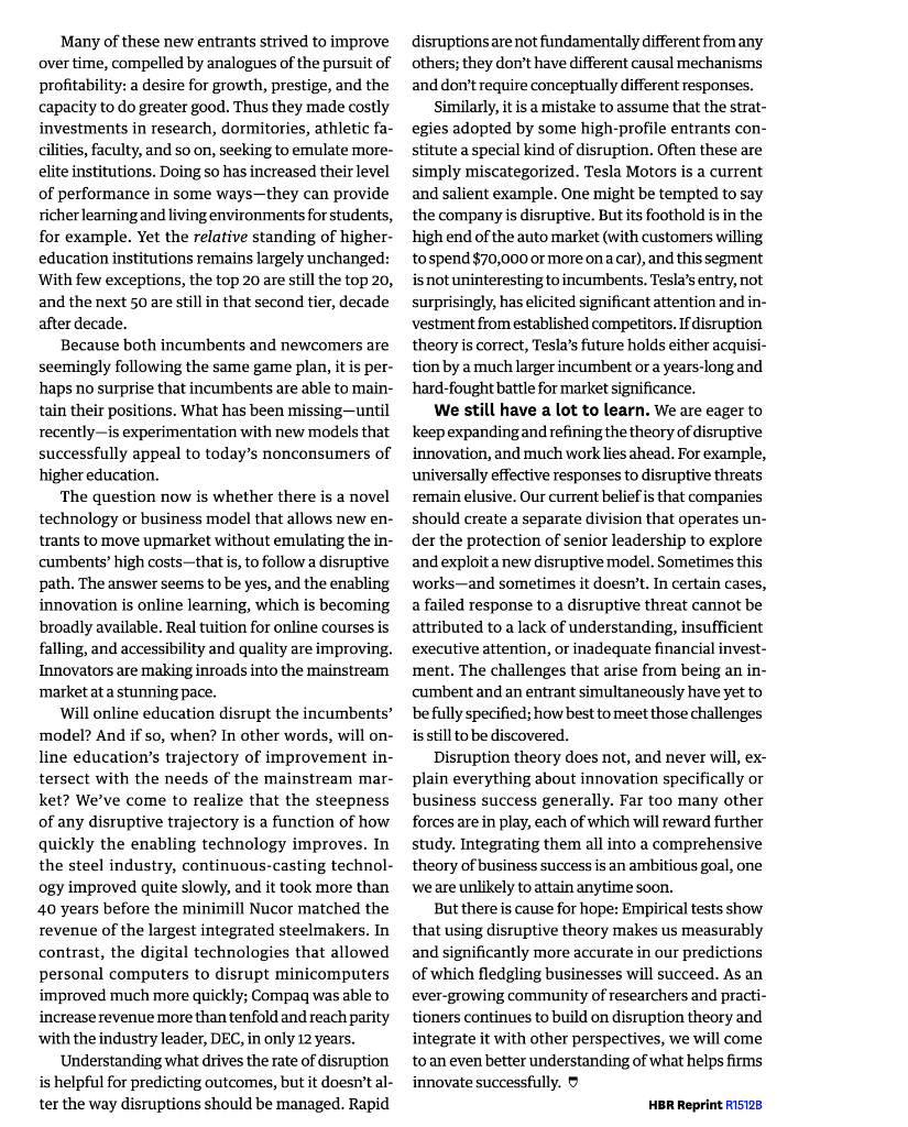 He Theory Of Disruptive Innovation Introduced In These Pages In 1995 Has Proved To Be A Powerful Way Of Thinking About 8