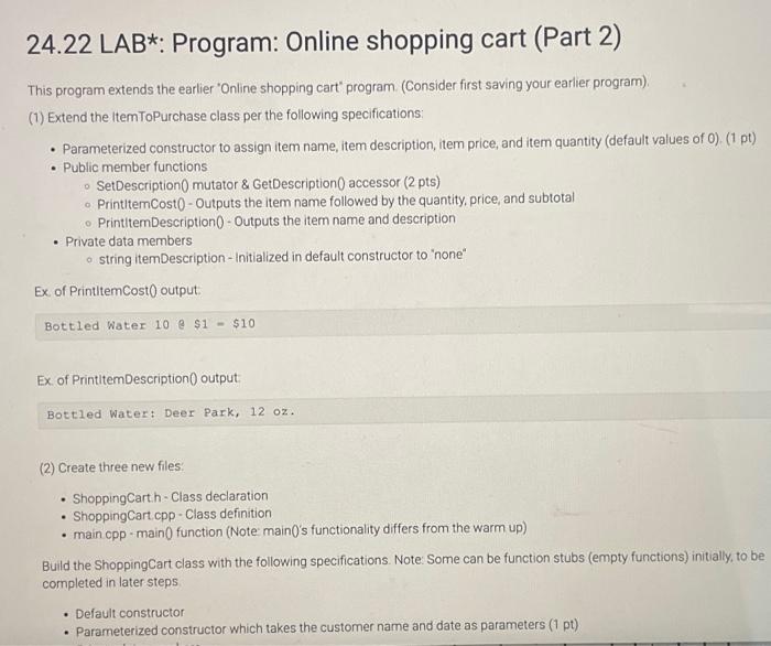 This Program Extends The Earlier Online Shopping Cart Program Consider First Saving Your Earlier Program 1 Exten 1