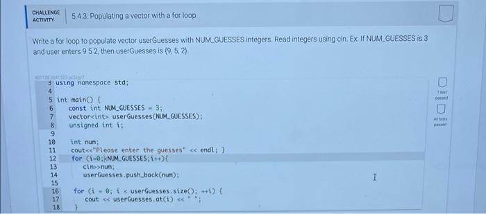 Challenge 5 4 3 Populating A Vector With A For Loop Activity Write A For Loop To Populate Vector Userguesses With Num 1