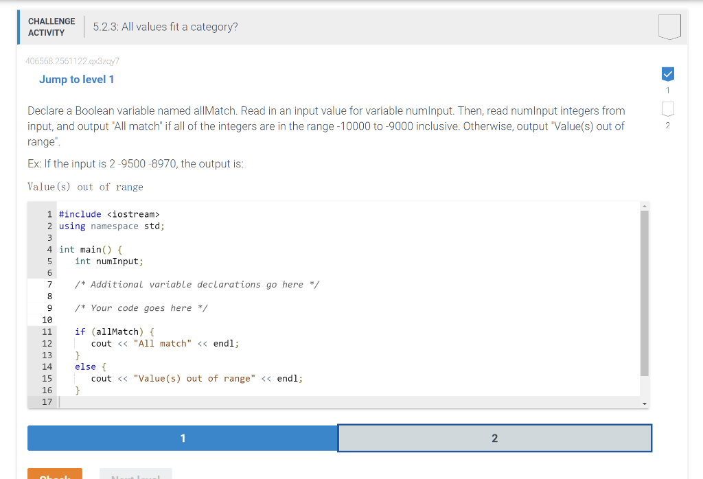 Challenge 5 2 3 All Values Fit A Category Activity 406568 2561122 Qx3zqy7 Jump To Level 1 Declare A Boolean Variable N 1