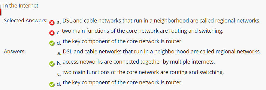 In The Internet Selected Answers A Dsl And Cable Networks That Run In A Neighborhood Are Called Regional Networks C 1
