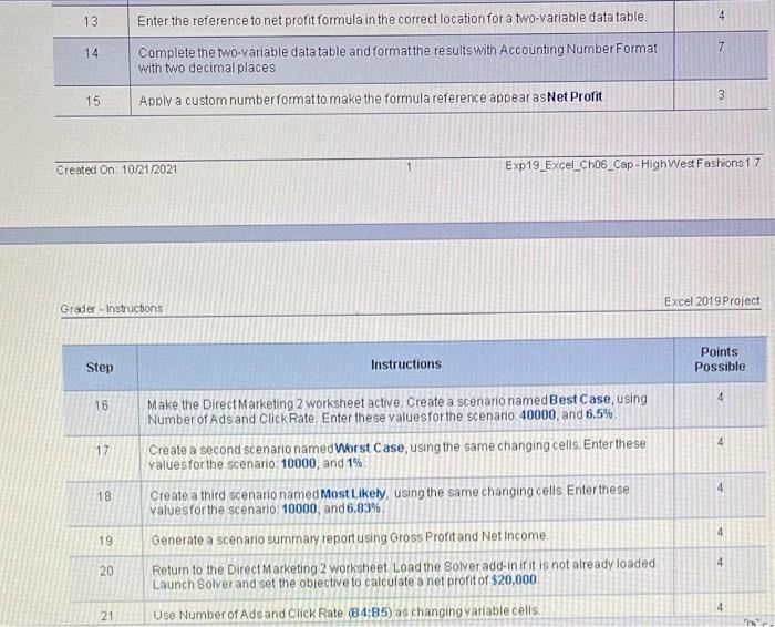 Direct Marketing Direct Marketing 2 Begin Tabular Lll Hline Created On 10 21 2021 1 Exp19 Excel Cho6 Cap Highw 3