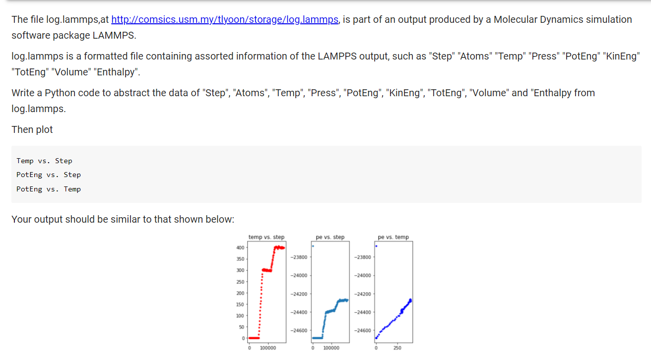 The File Log Lammps At Http Comsics Usm My Tlyoon Storage Log Lammps Is Part Of An Output Produced By A Molecular Dyn 1