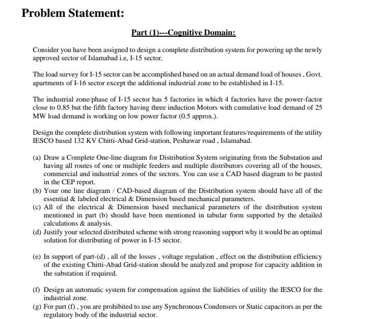 Problem Statement Part 1 Cognitive Domain Consider You Have Been Assigned To Design A Complete Distribution System 1