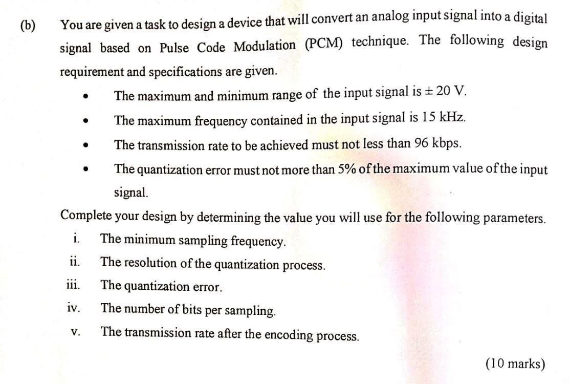 B You Are Given A Task To Design A Device That Will Convert An Analog Input Signal Into A Digital Signal Based On Puls 1