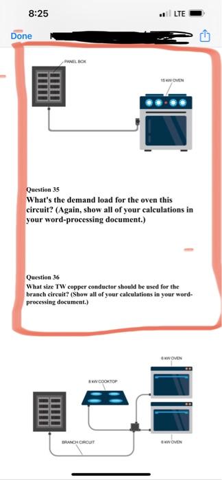 8 25 Done Panel Box Question 35 What S The Demand Load For The Oven This Circuit Again Show All Of Your Calcula 1