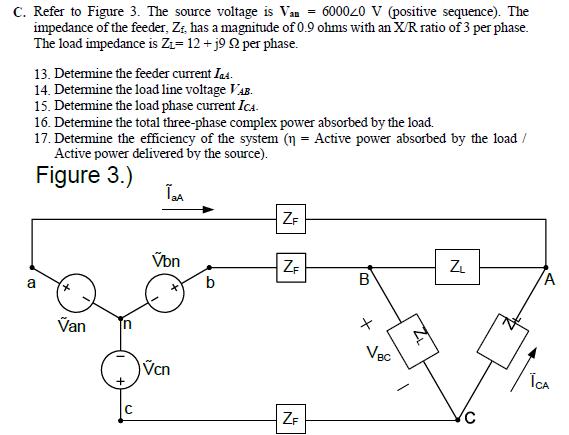 C Refer To Figure 3 The Source Voltage Is Van 600020 V Positive Sequence The Impedance Of The Feeder Zi Has A M 1