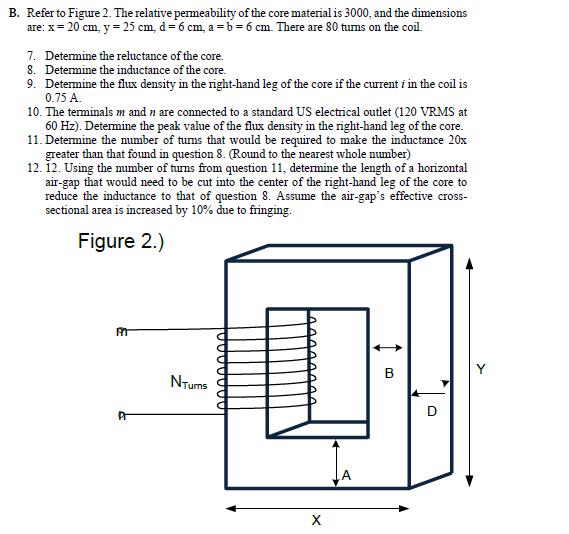 B Refer To Figure 2 The Relative Permeability Of The Core Material Is 3000 And The Dimensions Are X 20 Cm Y 25 1
