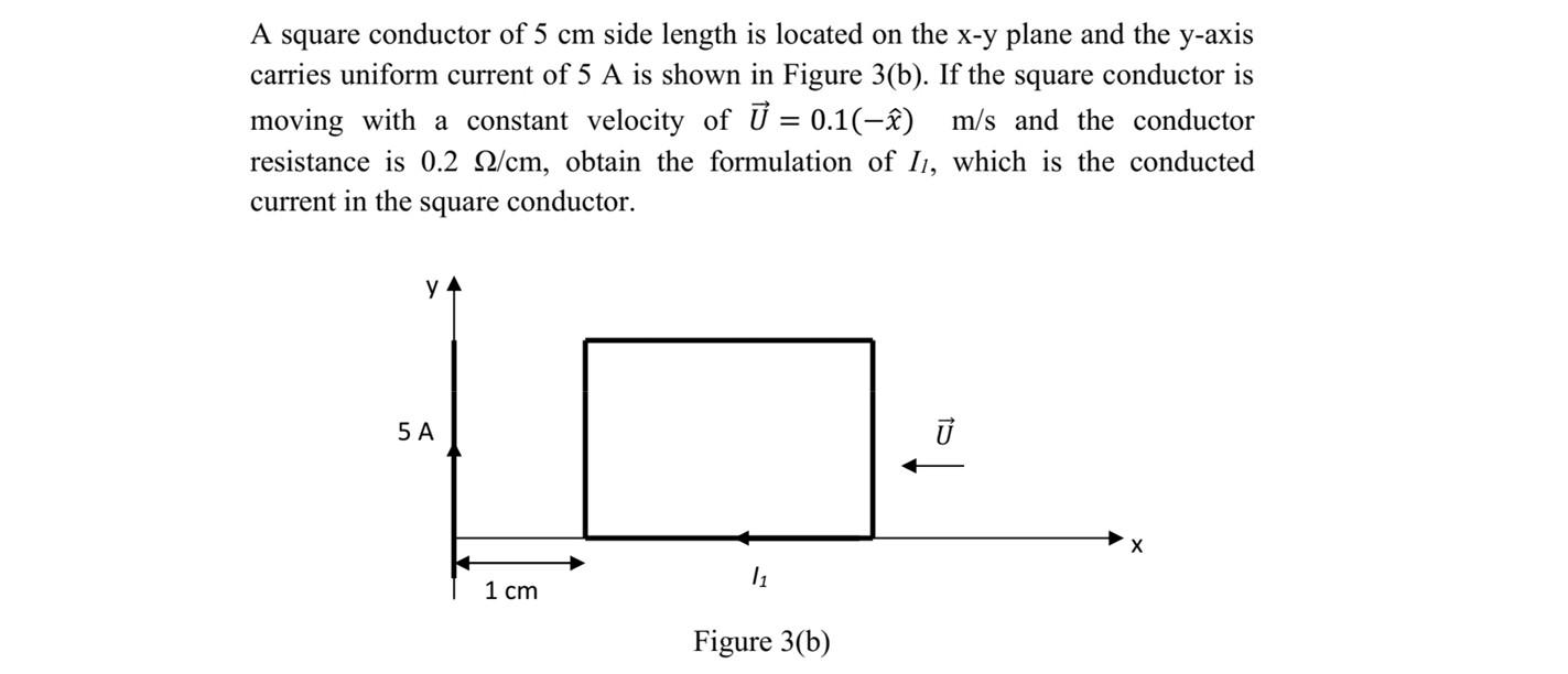 A Square Conductor Of 5 Cm Side Length Is Located On The X Y Plane And The Y Axis Carries Uniform Current Of 5 A Is Show 1