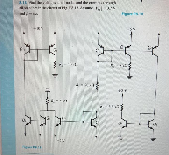 8 13 Find The Voltages At All Nodes And The Currents Through All Branches In The Circuit Of Fig P8 13 Assume Ve 0 1