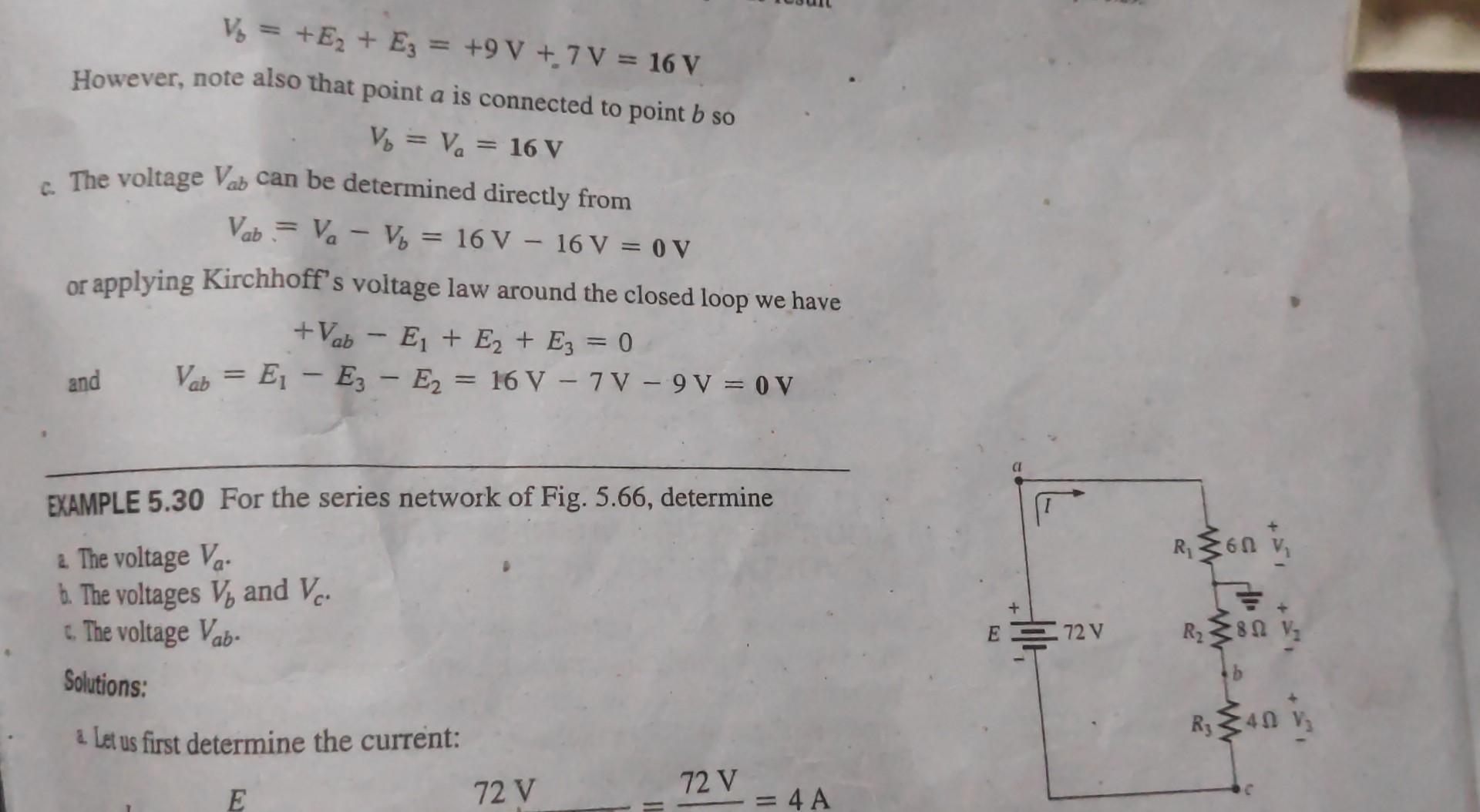 V E E3 9v 7v 16 V However Note Also That Point A Is Connected To Point B So V V 16 V C The Voltage 1