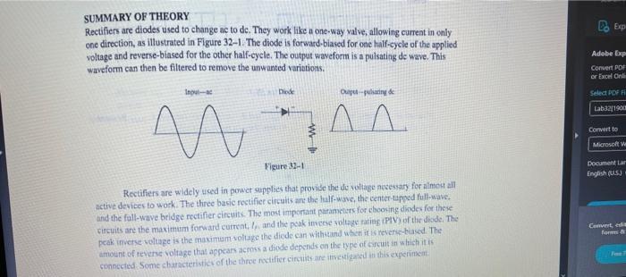 32 Name Date Rectifier Circuits Class Reading Text Sections 16 4 Through 16 7 Objectives After Performing This Experime 3