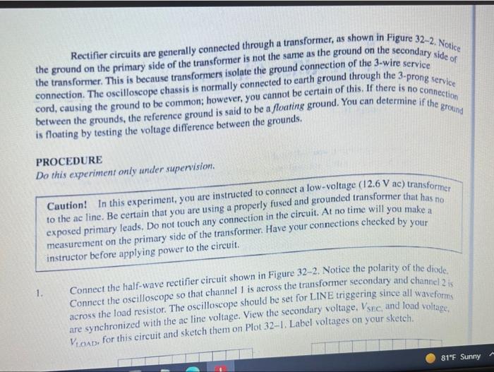 32 Name Date Rectifier Circuits Class Reading Text Sections 16 4 Through 16 7 Objectives After Performing This Experime 4