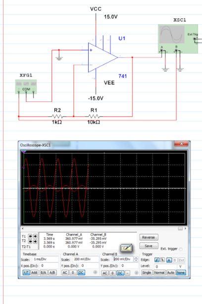 Xfg1 Com R2 Ww 1k2 Oscilloscope Xsci Time 3 569 S 3 569 S 0 000 H T2 T1 Timebase Scale 1ms Div Xpos Div 0 Yt Add B A 1