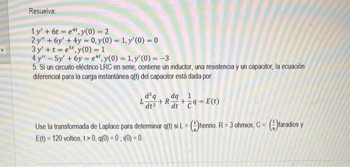 Resuelva 1y 6t Ety 0 2 2y 6y 4y 0 Y 0 1 Y 0 0 3 Y T Est Y 0 1 4y 5y 6y Et Y 0 1 1