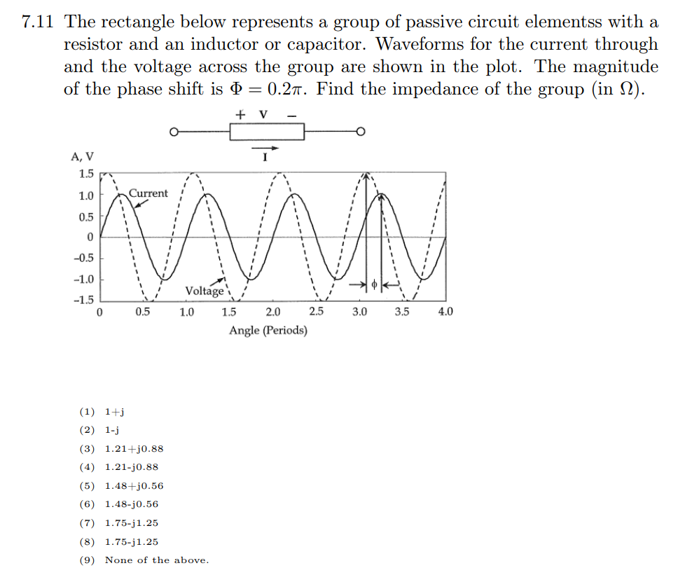 7 11 The Rectangle Below Represents A Group Of Passive Circuit Elementss With A Resistor And An Inductor Or Capacitor W 1