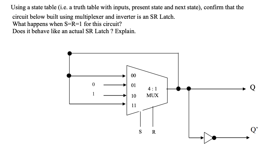 Using A State Table I E A Truth Table With Inputs Present State And Next State Confirm That The Circuit Below Built 1