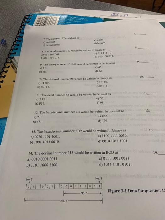 1304280 A Number Systems And Codes Choose The Letter That Best Completes The Statement 1 The Decimal System Has As Its 2