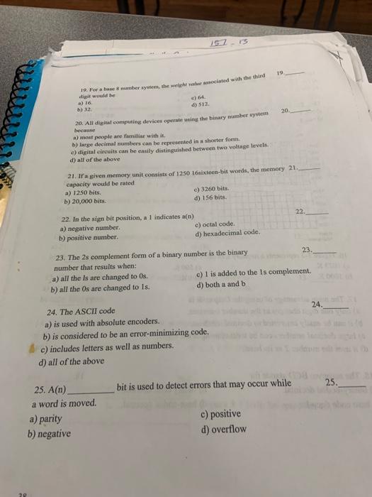 1304280 A Number Systems And Codes Choose The Letter That Best Completes The Statement 1 The Decimal System Has As Its 4
