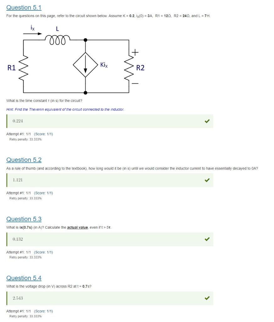 Question 5 1 For The Questions On This Page Refer To The Circuit Shown Below Assume K 0 2 Ix 0 3a R1 120 R2 1