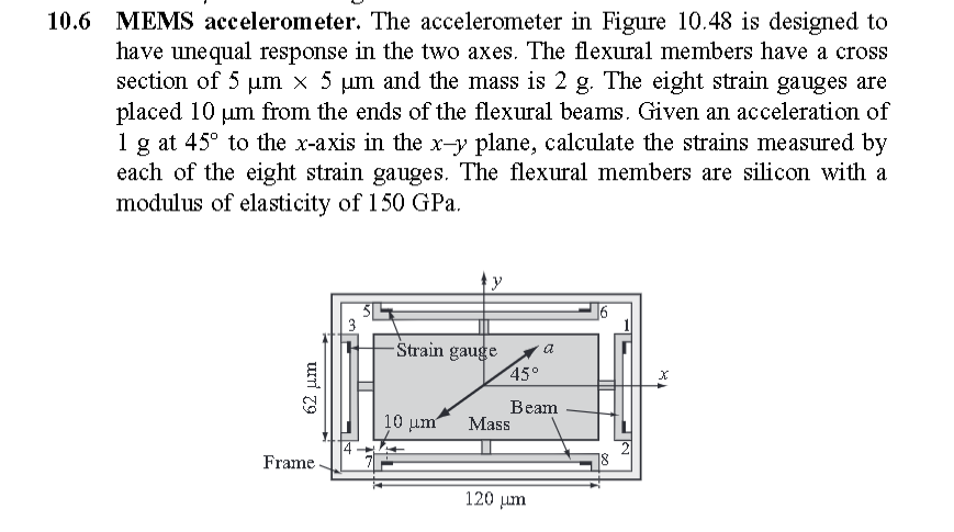 10 6 Mems Accelerometer The Accelerometer In Figure 10 48 Is Designed To Have Unequal Response In The Two Axes The Fle 1