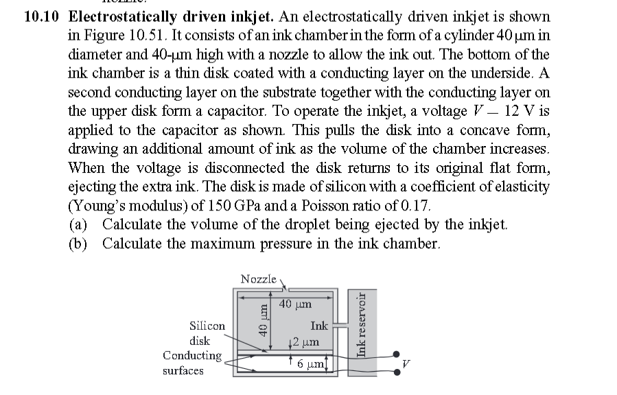 10 10 Electrostatically Driven Inkjet An Electrostatically Driven Inkjet Is Shown In Figure 10 51 It Consists Of An In 1