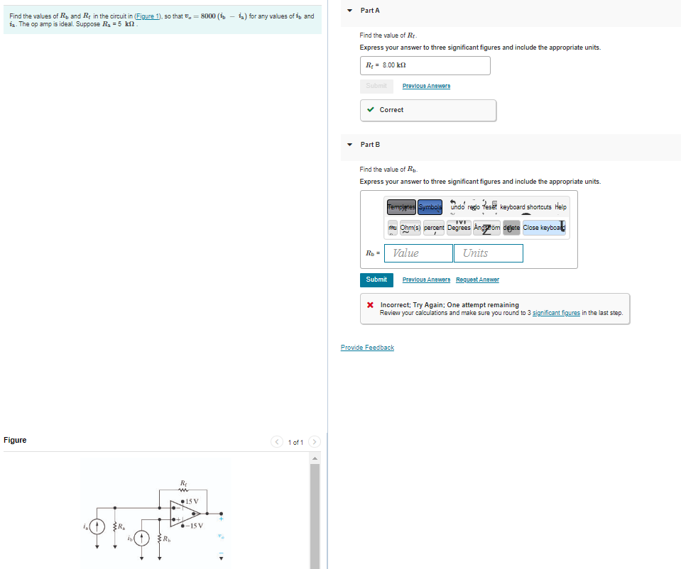 Find The Values Of R And Re In The Circuit In Figure 1 So That V 8000 1 I For Any Values Of And Ia The Op Am 1
