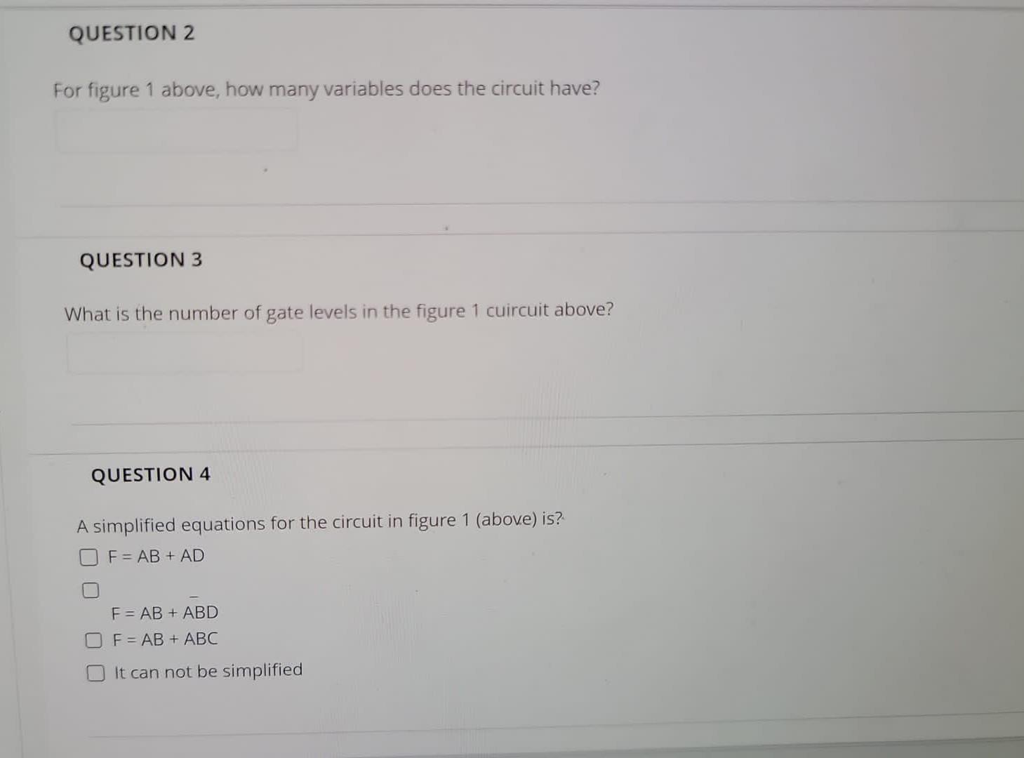 Question 1 A B A B B D And And And Figure 1 Or F1 Led 1 Which Of The Following Is The Boolean Function Of Figure 1 2