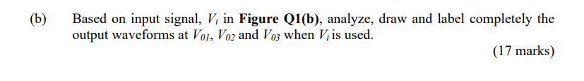 B Based On Input Signal V In Figure Q1 B Analyze Draw And Label Completely The Output Waveforms At Vol Vo2 And V 1