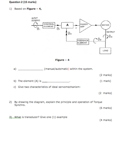 1 Based On Figure 4 Figure 4 A Manual Automatic Within The System 2 Marks B The Element A Is 1 Mark C Gi 1