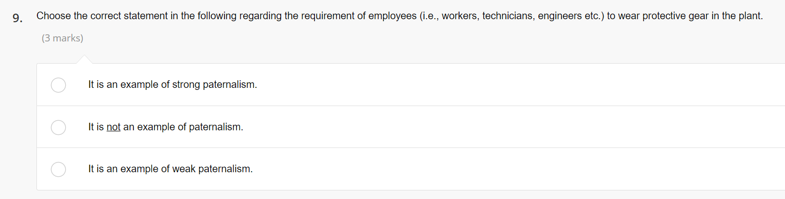 9 Choose The Correct Statement In The Following Regarding The Requirement Of Employees I E Workers Technicians Eng 1