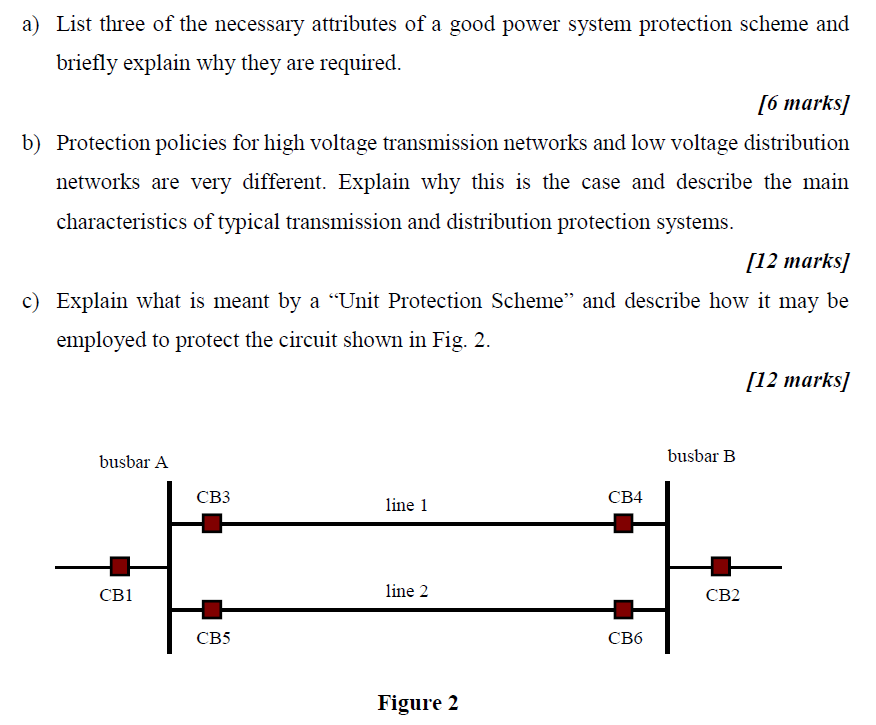 A List Three Of The Necessary Attributes Of A Good Power System Protection Scheme And Briefly Explain Why They Are Requ 1