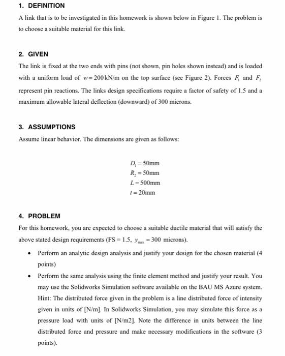 1 Definition A Link That Is To Be Investigated In This Homework Is Shown Below In Figure 1 The Problem Is To Choose A 1
